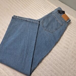 Express Relaxed Straight High Rise Stretch Jeans Womens 12 Long Blue 90's Denim